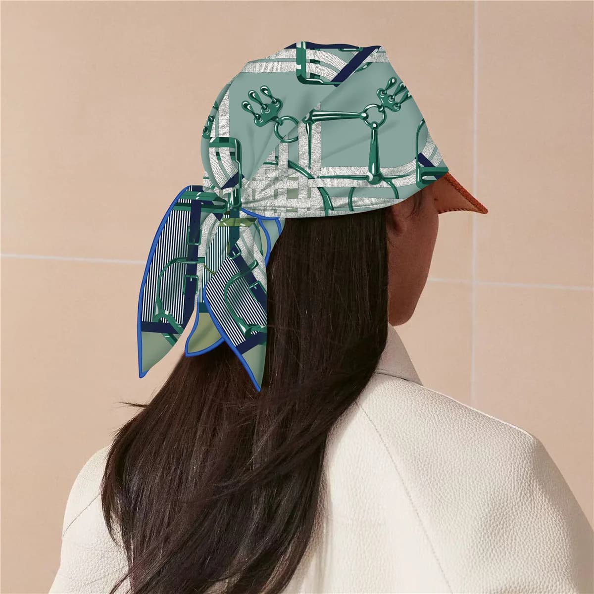 Sciarpa in Seta a Doppia Faccia per Donne, Bandane di Lusso Firmate, Scialli Arrotolati, Foulard Quadrati, Accessori per Capelli, Regalo per la Mamma