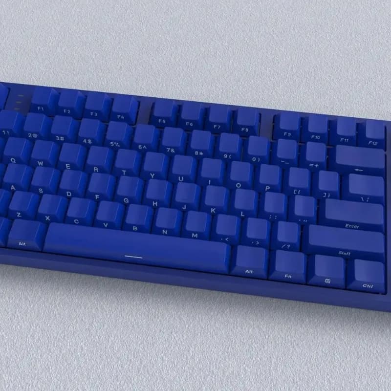 Set completo di keycap premium classici blu con incisione laterale, altezza originale, universali per tastiera meccanica, keycap personalizzati con stampa laterale