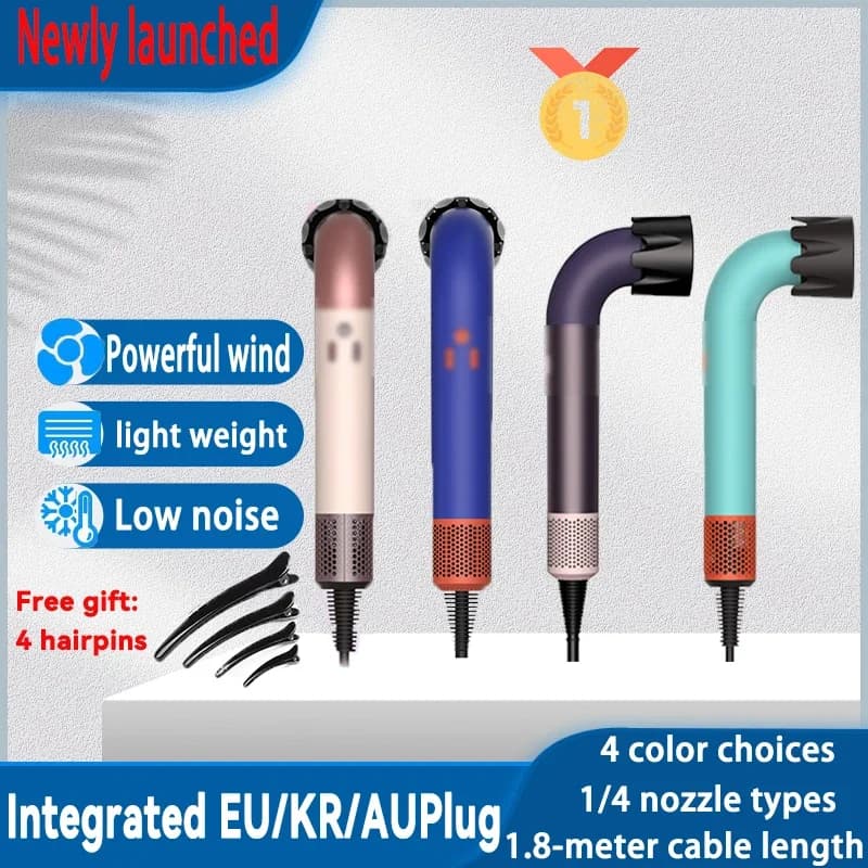 Pure 1400 W original high power hair dryer, dry hair quickly, light body, low noise, comes with various types of nozzles