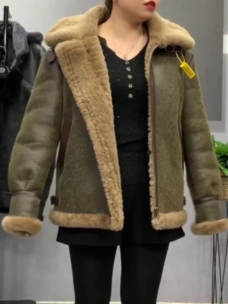New Fashion Man cappotto invernale vera pelle di pecora pelle di agnello Shearling giacca in vera pelle per uomo fodera in lana spessa verde scuro XXXXXL
