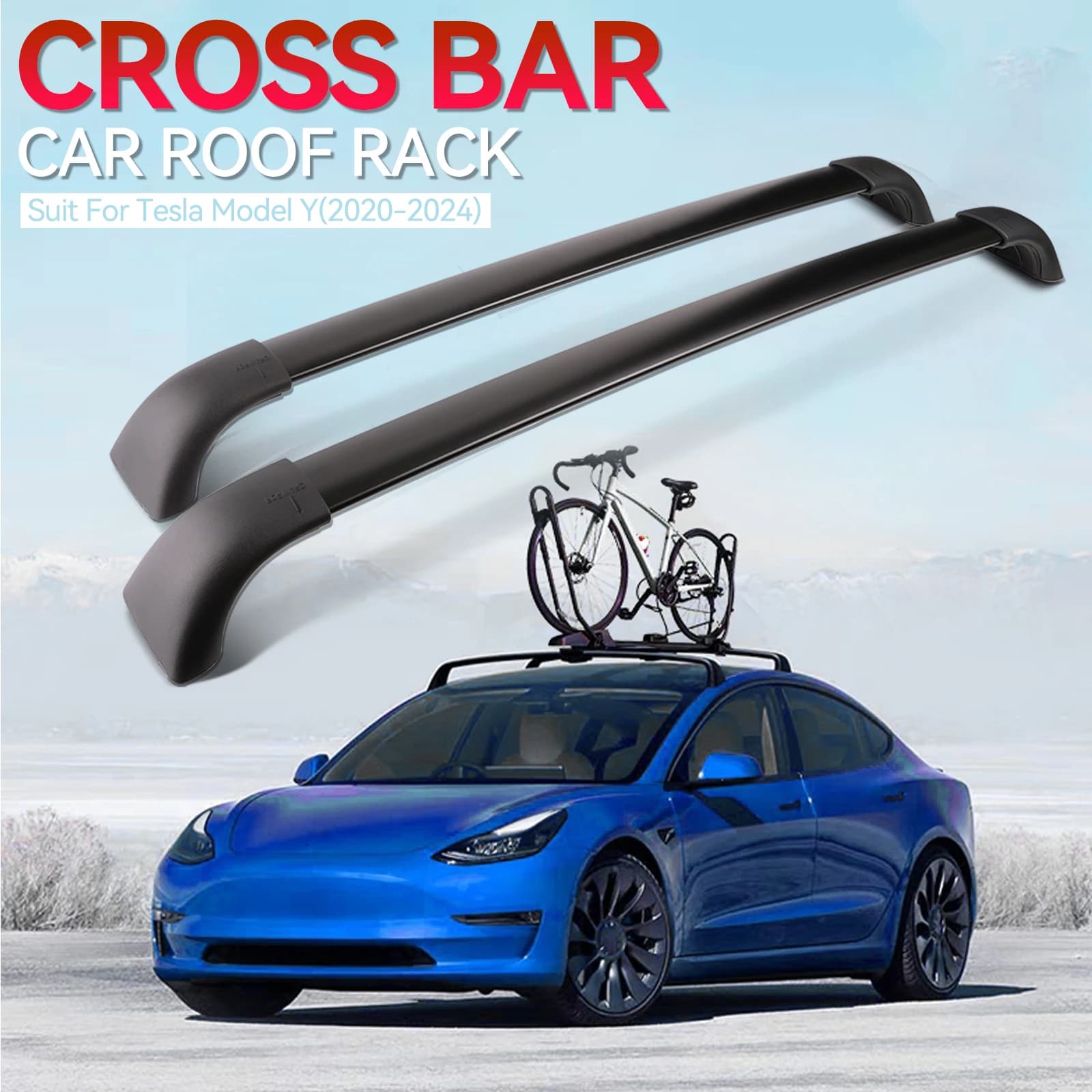 Portapacchi Cross Bar portapacchi in alluminio portapacchi da tetto portapacchi Cargo Black Bar Top Heavy Duty per Tesla Model Y 2020-2024