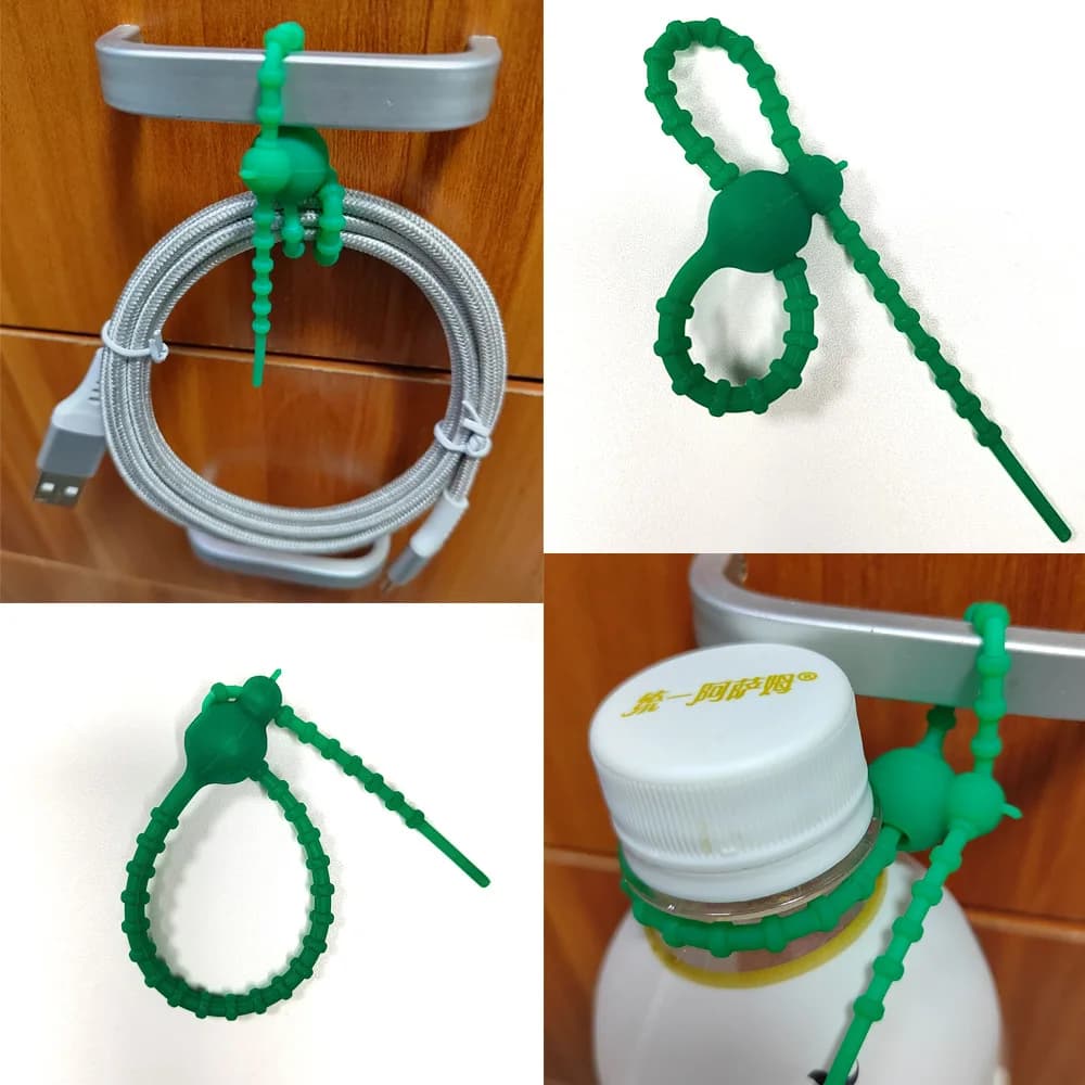 10PCS High Quality Silicone Cable Winder DIY 200mm Cable Line Tie Multi-functional Silicone Ribbon