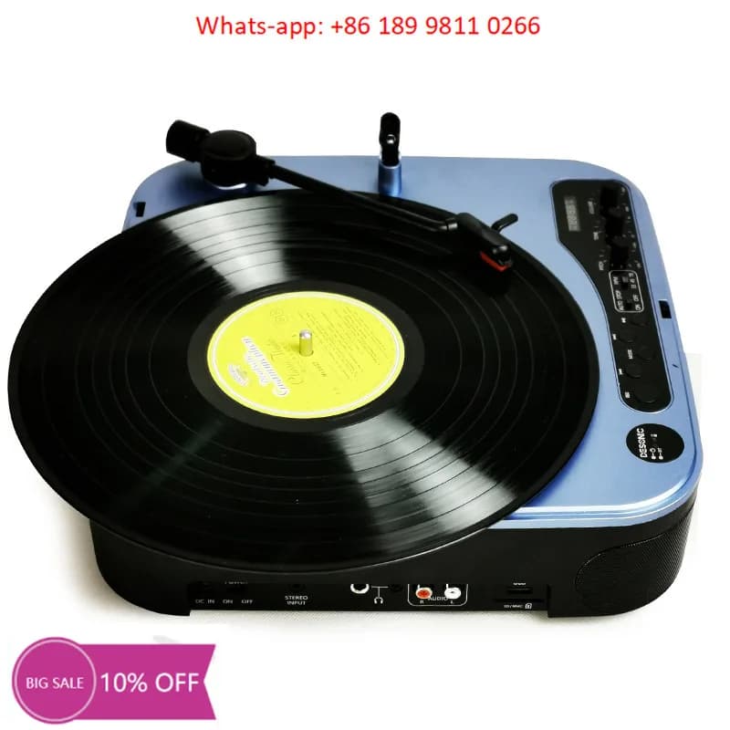 Giradischi in vinile europeo, fonografo domestico moderno per soggiorno, altoparlante Bluetooth FM ricaricabile portatile multifunzione