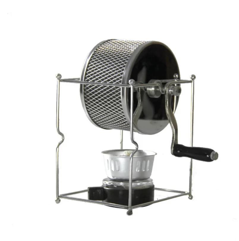 Hand-cranked coffee roaster, DIY manual, household use, green coffee bean roasting, small-sized, stainless steel, roller roaster