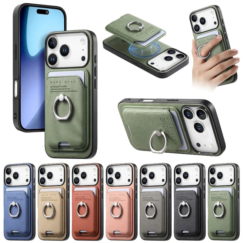 Anti Slip For Magsafe Case With Magnetic Card Holder For iPhone 18 17 16 15 14 13 12 11 Pro Max Plus 17E 16E 2 In 1 Wallet Cover