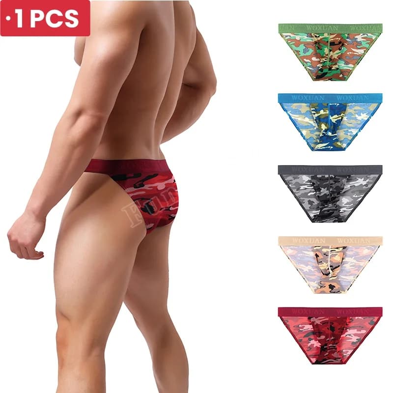 Summer Men's High Mimetic Fork Brief Bag Convex U Comfortable and Breathable Men's Underwear Soft and Gentle on Skin