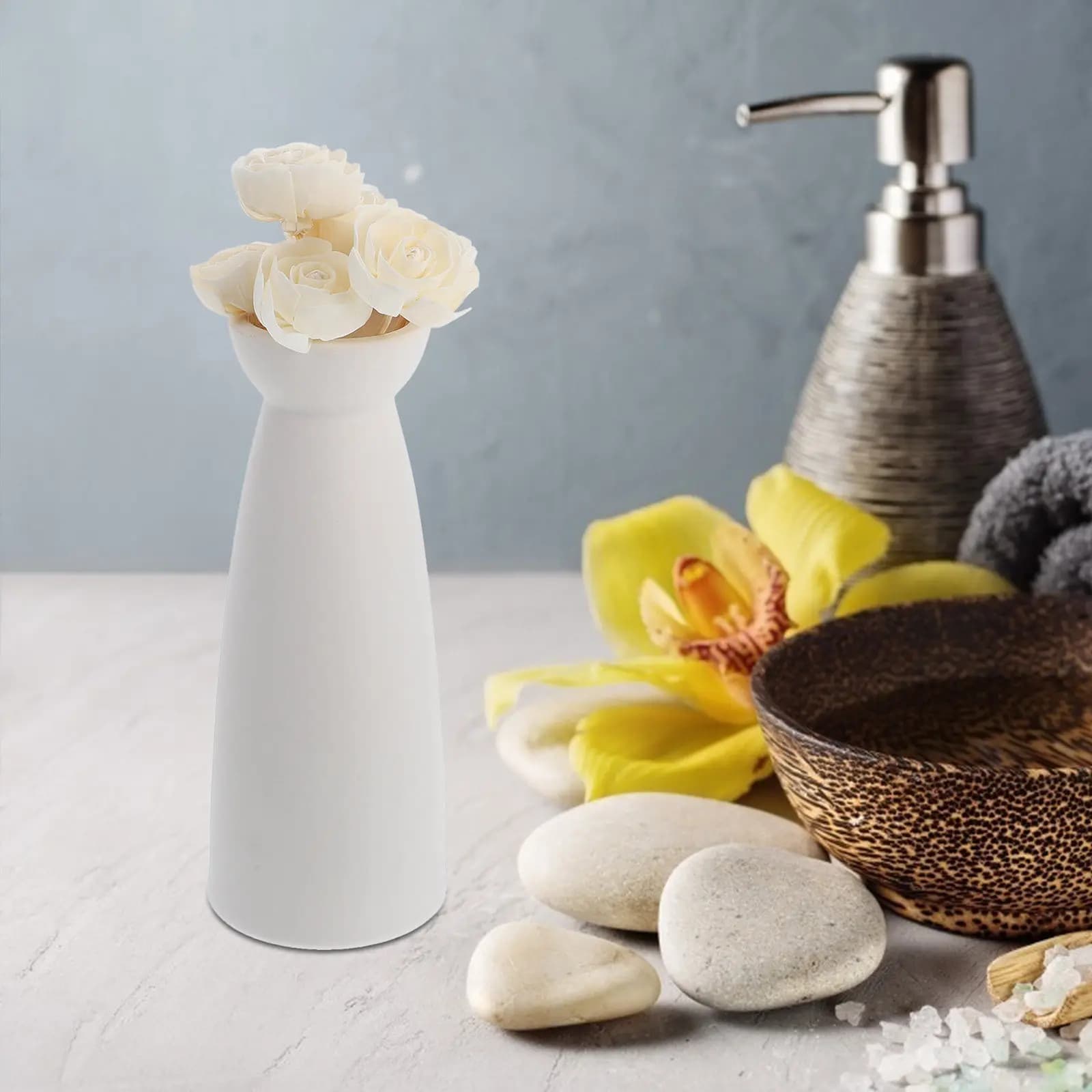 Set di 6 Bastoncini Diffusori a Fiore in Rattan Naturale, Fiori Decorativi in Legno per Diffusore di Oli Essenziali per la Casa, Profumatore per Ambienti