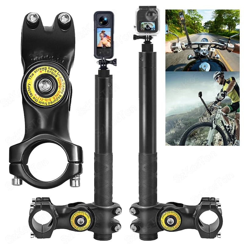 Supporto per Manubrio per Selfie Stick e Monopiede per Moto e Bicicletta, Compatibile con Insta360 X5 X3 X4 GoPro Hero 13 12 11 10 9 8 e Accessori DJI