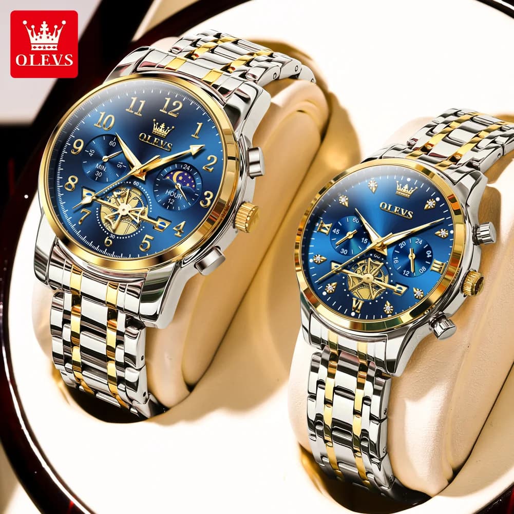 OLEVS Men's torque watches Women's dial with high quality diamonds Original quartz torque wristwatch with stainless steel strap