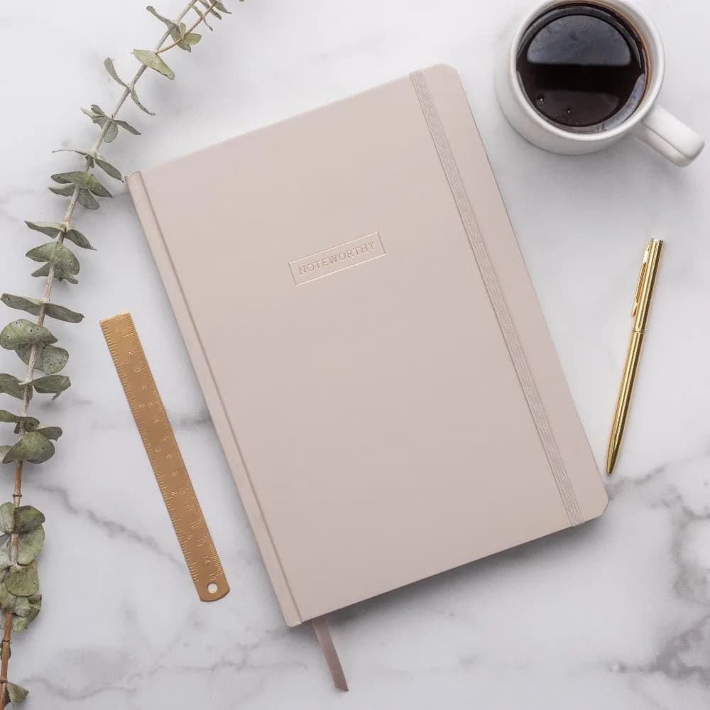 Hardcover Lined Journal Notebook 7.5 x 10.25 Inches 200 Pages Taupe Color Writing Diary Sketchbook for School Office Travel