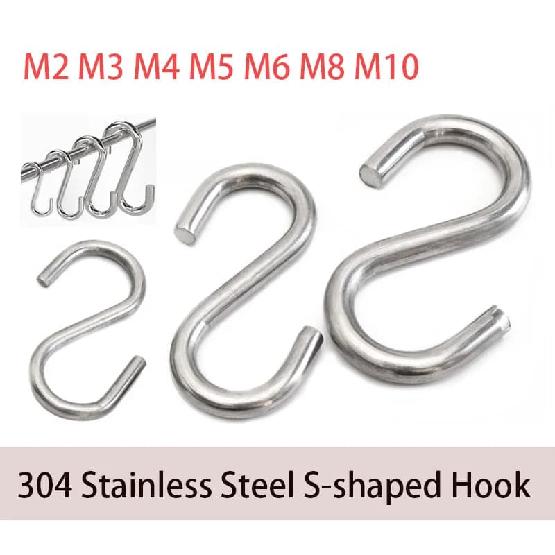 1-5pcs M2-M10 304 ganci a forma di S in acciaio inossidabile ringhiera multifunzione S appendiabiti gancio chiusura cucina balcone strumenti di stoccaggio