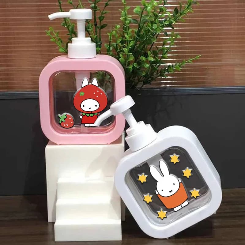 300ML Miffy Series Bath Pump Bottle Empty Refillable Cartoon Lotion Dispenser Portable Container for Shower Gel Birthday Gift