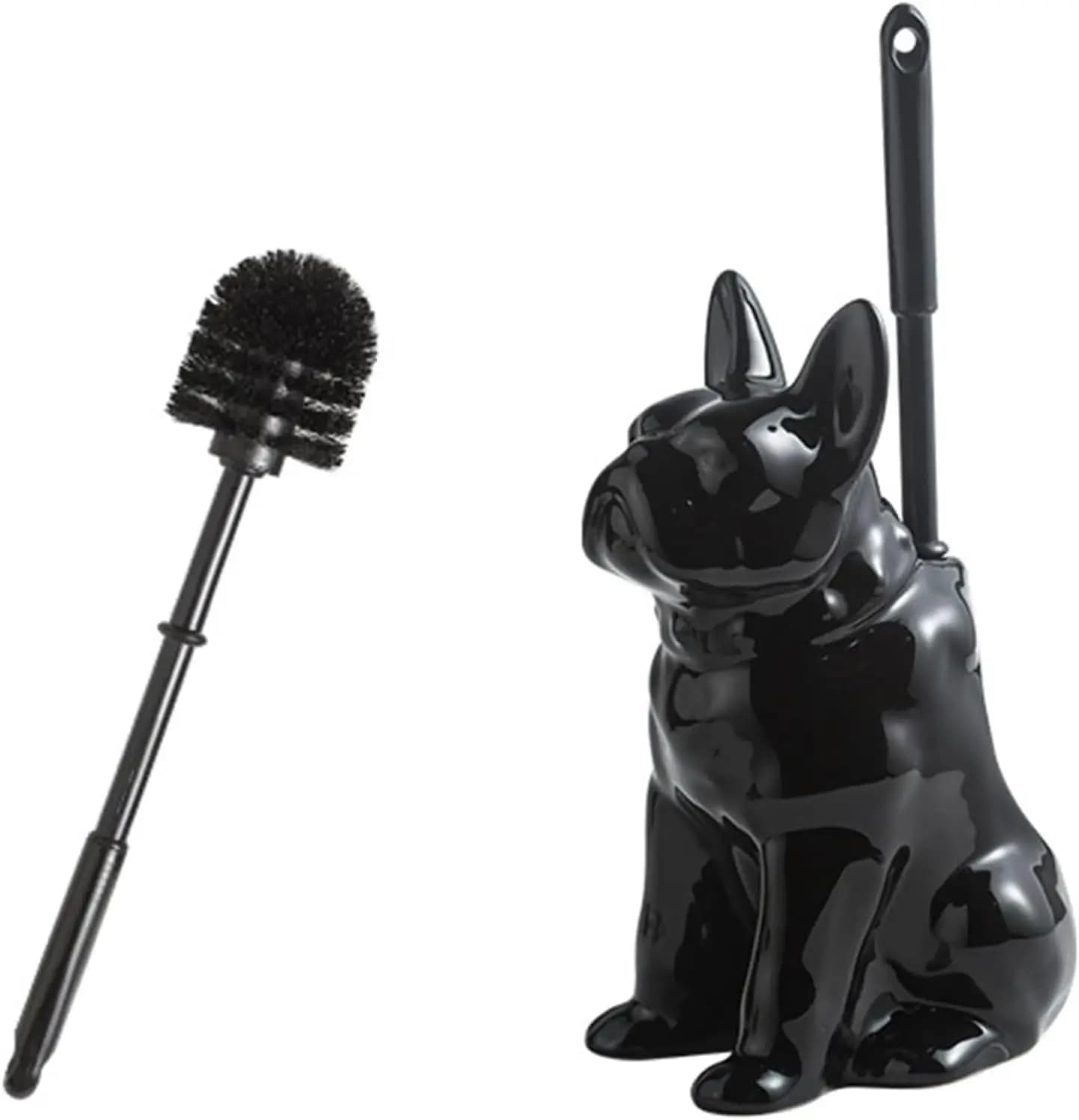 Set Creativo Portascopino WC in Ceramica a Forma di Bulldog Francese, Statua di Cane Shar Pei, Strumento per la Pulizia del Bagno, Decorazione di Lusso per il Bagno, Regalo