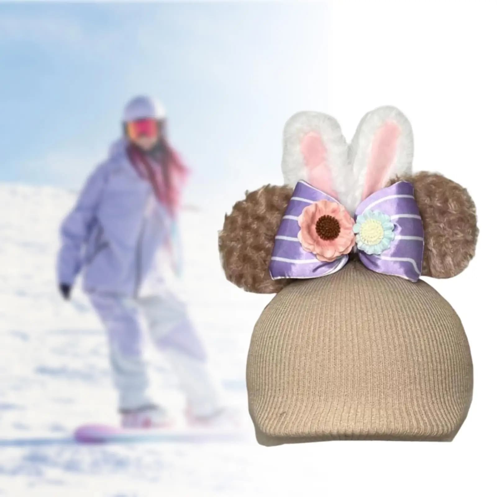Fun ski cover with bow Sports decoration Winter cup for skating Single table Double table Snowboard Fun bicycle gloves