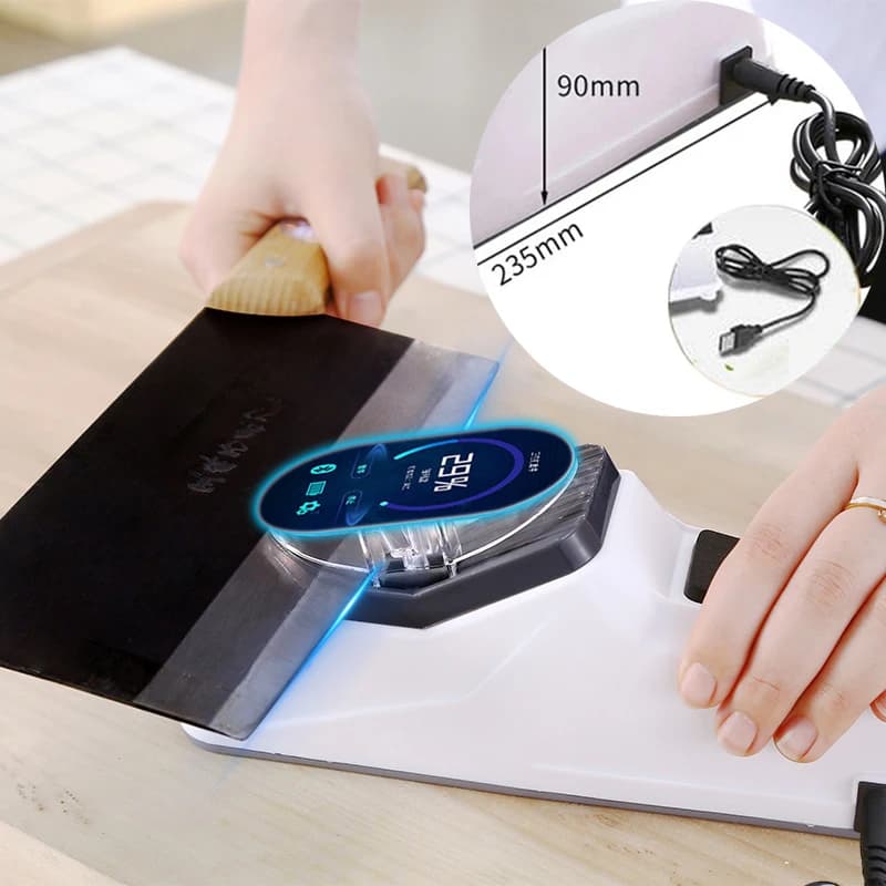 Adjustable USB Electric Sharpener for Kitchen Knives and Scissors, Tool with Diamond Blade for Fine Sharpening, with Anti-cutting cover