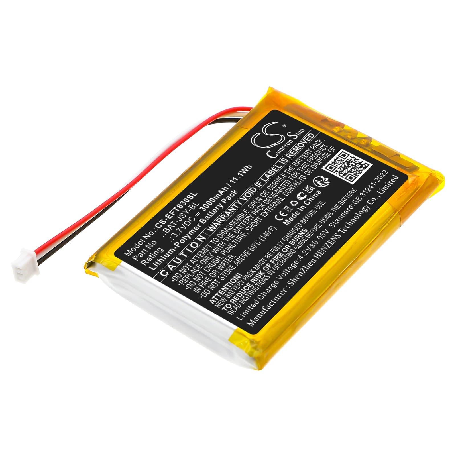Batteria per Baby Monitor SpaceView E110, T8300-M; HB40, HB6250 Baby Monitor PN: BAT-JSY-BL 3000mAh / 11.1Wh