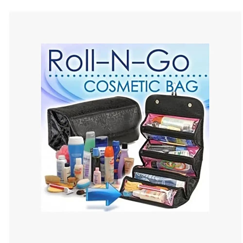 Borsa per cosmetici da viaggio Custodia per cosmetici da donna Borse per scatole per trucco in rete 4 borse/rotolo Pennelli per trucco da toilette Rossetto Organizzatore rimovibile