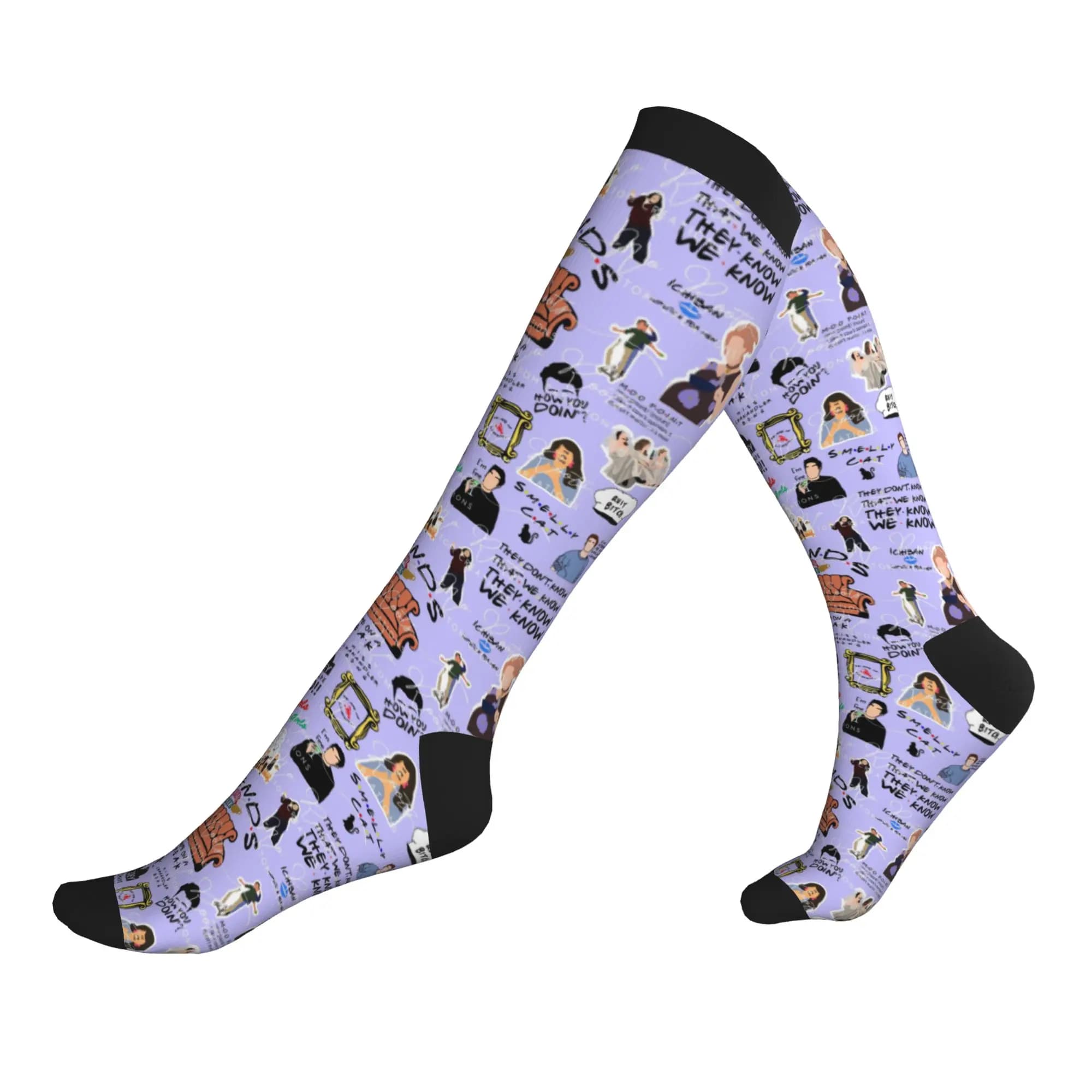 Friends Classic TV Show Men Women Sports Compression Socks Unisex Kawaii 3D Print Dress Socks