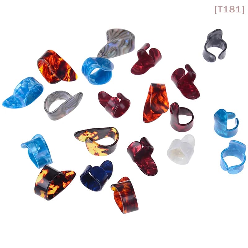 Plettri per chitarra (10 pz) in acciaio inossidabile e celluloid per dita e pollice
