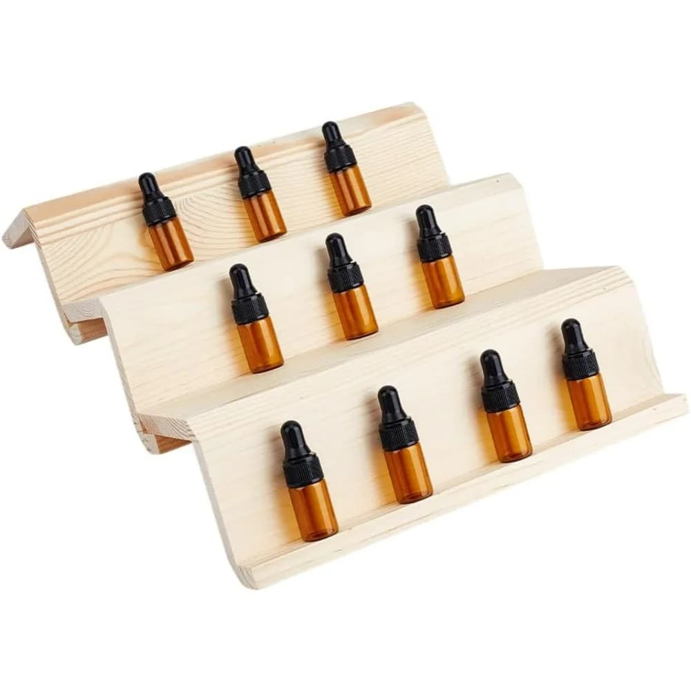 3 Pcs Essential Oils Storage Racks Wooden Essential Oil Holders Display Stand for Spices & Small Bottles 8.7x4.3x1.8 inches