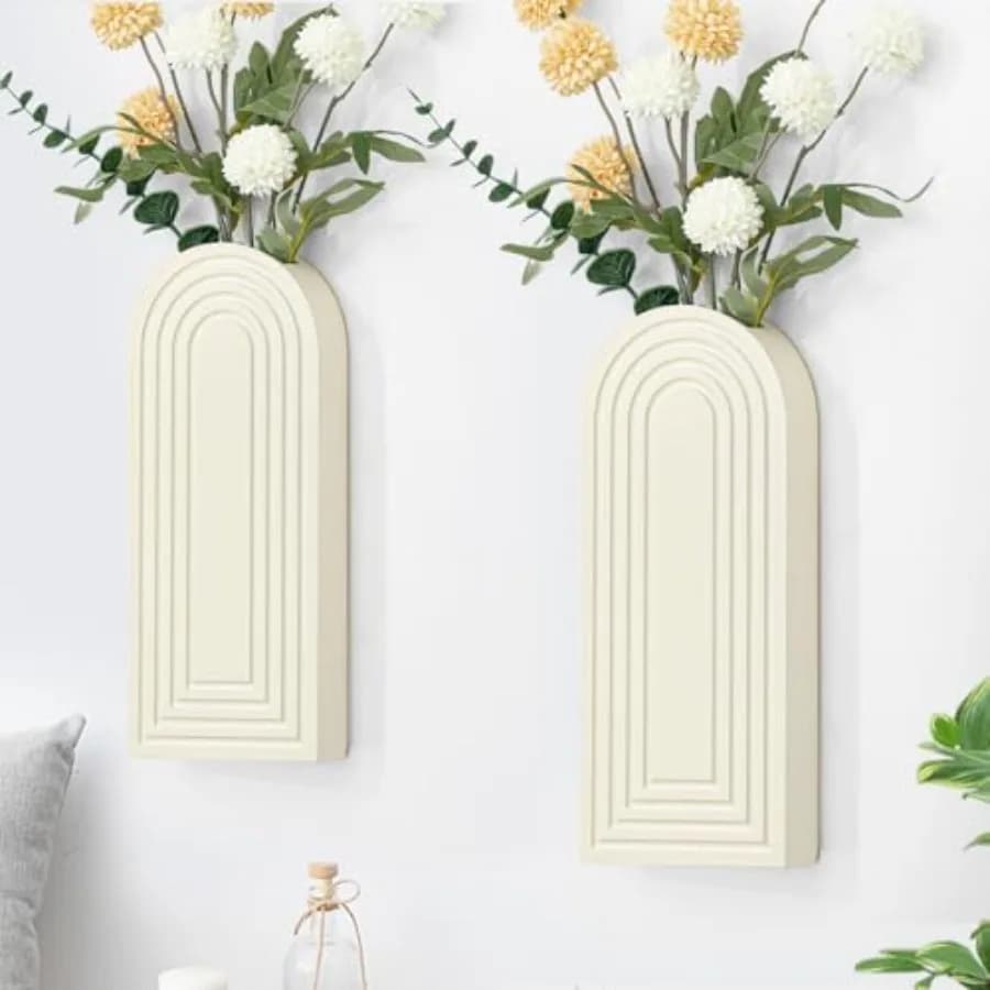 Wooden Wall Art Decor: Wall Vases for Indoor Artificial Plants and Flowers, Wood Wall Hanging Planters for Home Decor - Bathroo