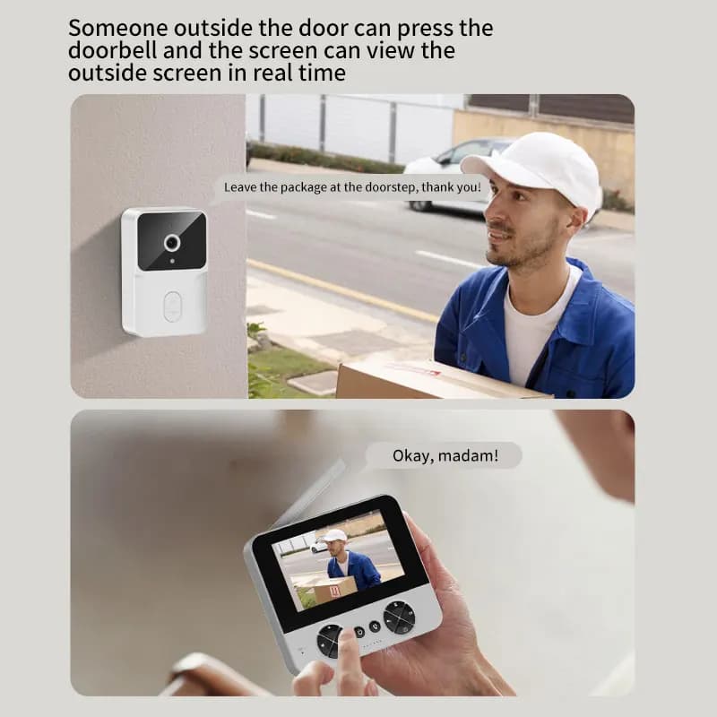 Monitor per videocitofono da interno da 4,3 pollici 1080P 1000mah 120 ° Citofono Digitale con Audio Bidirezionale e Visualizzazione Remota per Esterni