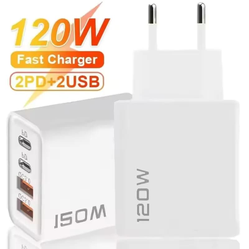 USB C PD 120 W to 4 Ports Quick Charger Adapter 3.0 for iPhone Samsung Xiaomi USB Type C Charger for mobile phone
