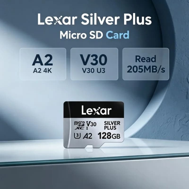 Lexar Silver Plus Micro SD Card 64GB 128GB 256GB 512GB 1TB TF Memory Cards Read 205MB/s SDXC A2 4K V30 U3 for Digital Camera