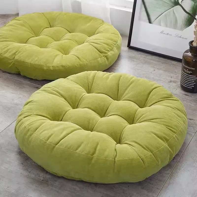Tufted Round Green Floor Cushion Seating for Adults Kids Thick Meditation Cushion for Yoga Living Room Tatami Outdoor Floor