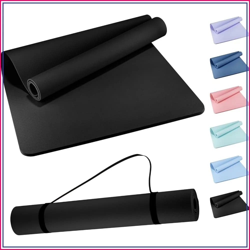 Extra wide yoga mat 72" x 32" (183 x 81 cm) 6 mm anti-slip TPE with belt for transport, ideal for yoga, pilates, stretching, HIIT and home gym