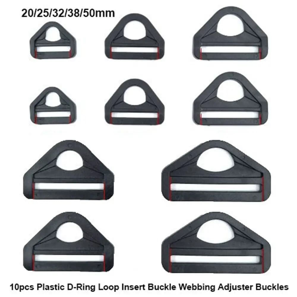 10 pz Plastica D-Ring Loop Inserto Fibbia 20/25/32/38/50mm Nero Zaino Cinghie Tessitura Fibbia D-fibbie Accessori per bagagli