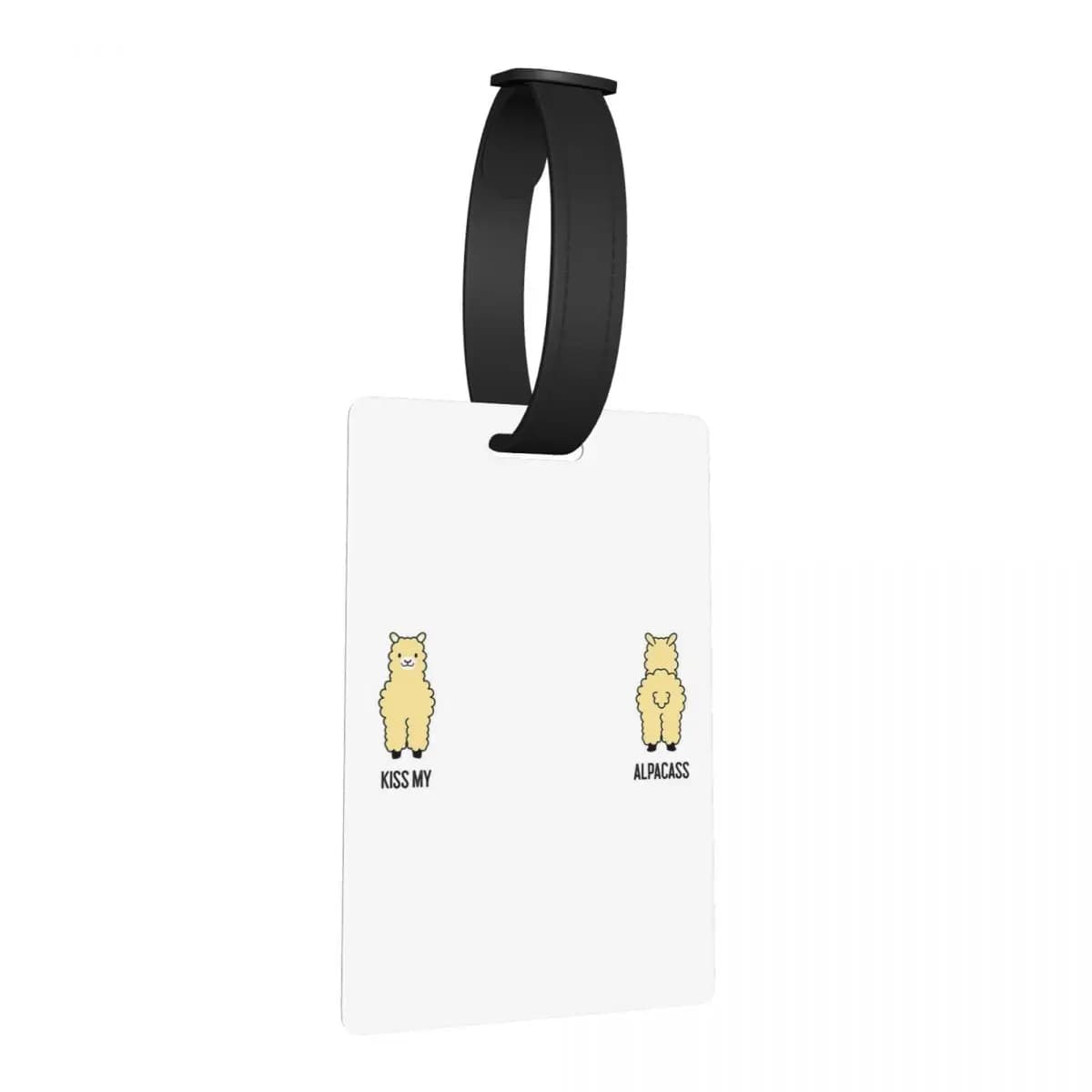 Etichette per Bagagli a Doppia Faccia 'Kiss My Alpacass' Divertenti con Alpaca e Lama, per Valigie e Bagagli da Viaggio, Porta Etichette con Spazio per Nome e Indirizzo