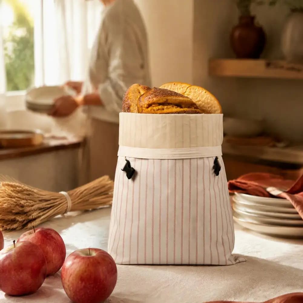 Washable Bread Bag Oxford Cloth Beeswax Bread Bag Reusable Sourdough Storage Pouch Eco-friendly Food Wrap for Freezer