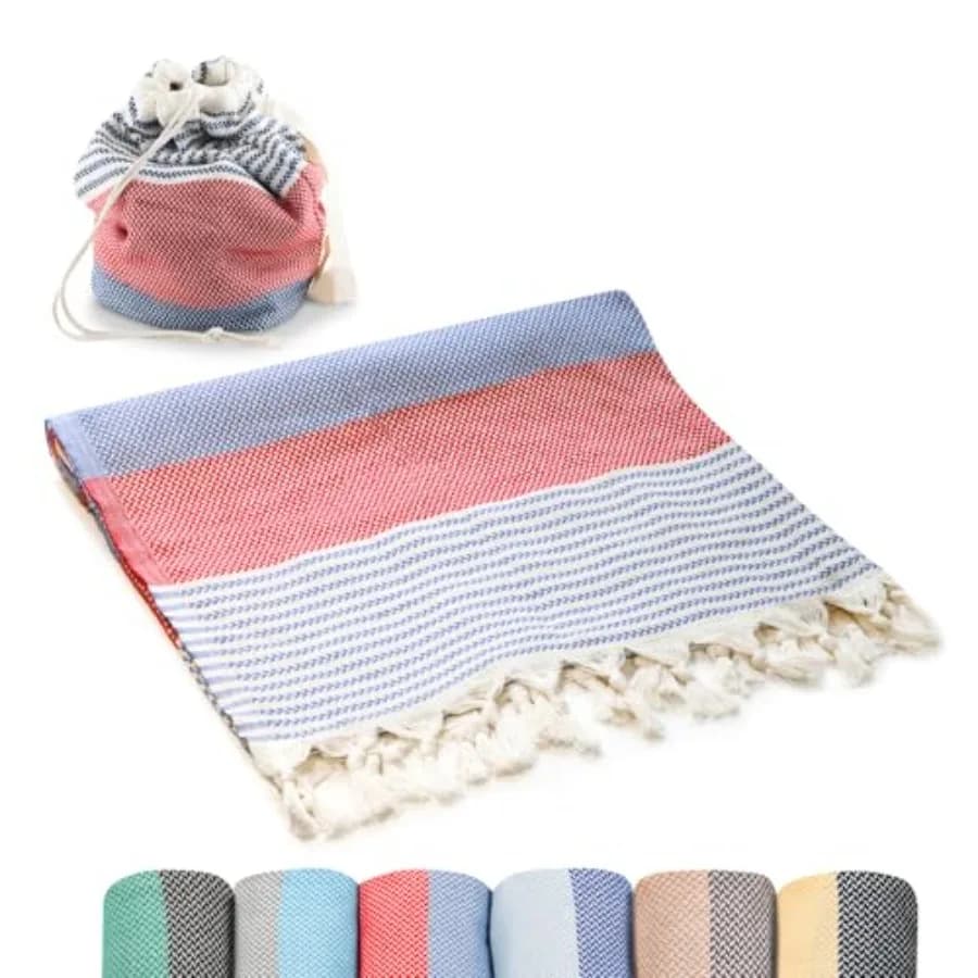 Telo Mare Turco Convertibile in Borsa, Oversize, 100% Cotone, Asciugamano da Bagno Leggero ad Asciugatura Rapida, Coperta da Spiaggia per Viaggi e Picnic