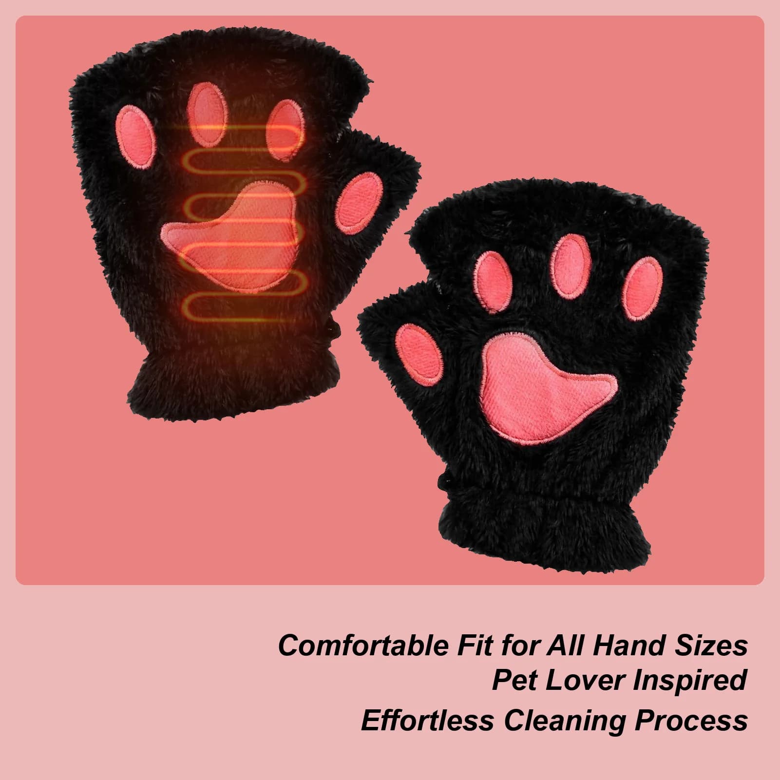 Heated Gloves for Women Fingerless Cat Paw Hand Warmer Winter USB Heated Gloves for Winter Sports Outdoor Work Cycling Skiing