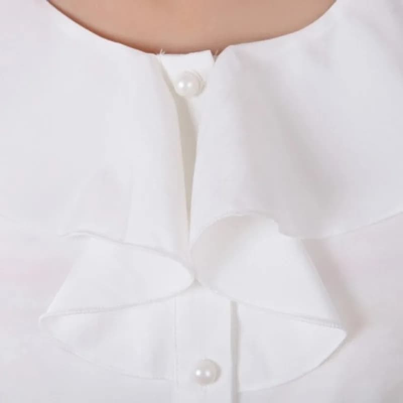 New Arrival 2026 Chiffon Short Sleeve Female Blouse Shirt Fashion Ruffles Ladies White Black Office Blouses Women Clothes