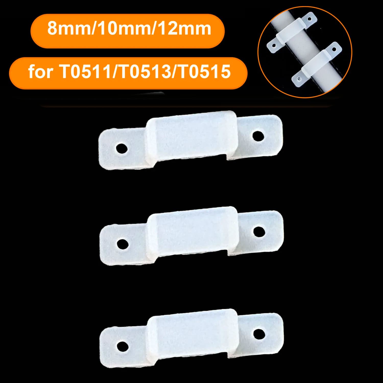 Clip LED per T0511/T0513/T0515, staffa di montaggio in plastica, morsetto di fissaggio 8mm 10mm 12mm per strisce LED 5050 2835