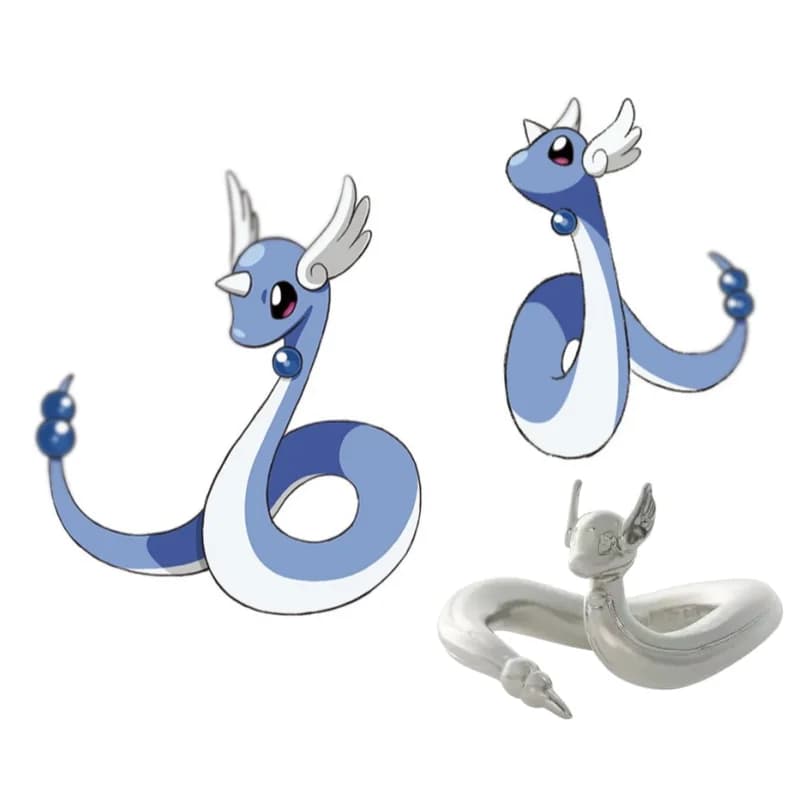 2026New Pokemon Dratini Gengar Derivative Peripheral Anime Ring 2D Cartoon Fashion Cosplay Accessories Birthday Gift for Couples