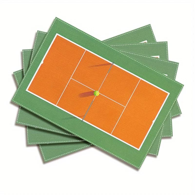 Tovaglietta in Lino con Design Campo da Tennis, Racchetta e Palla, Lavabile e Resistente al Calore, per Cucina e Sala da Pranzo, Decorazione Casa