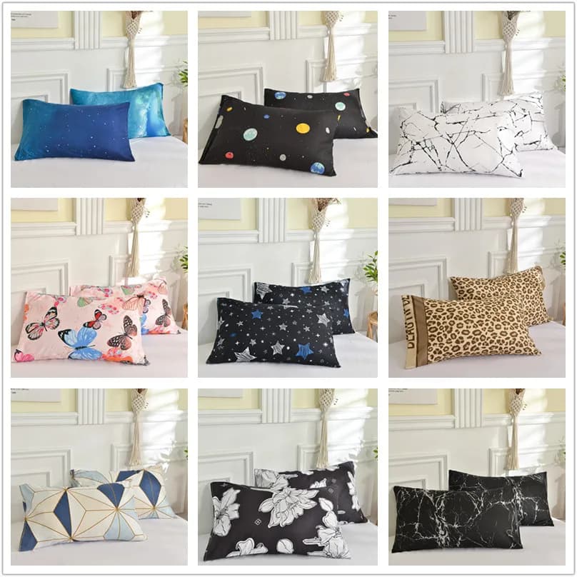Fodera per cuscino stampata 2 pezzi Federa 48x74 cm Federa per cuscino per letto di casa Federa rettangolare Fodera per cuscino funda almohada