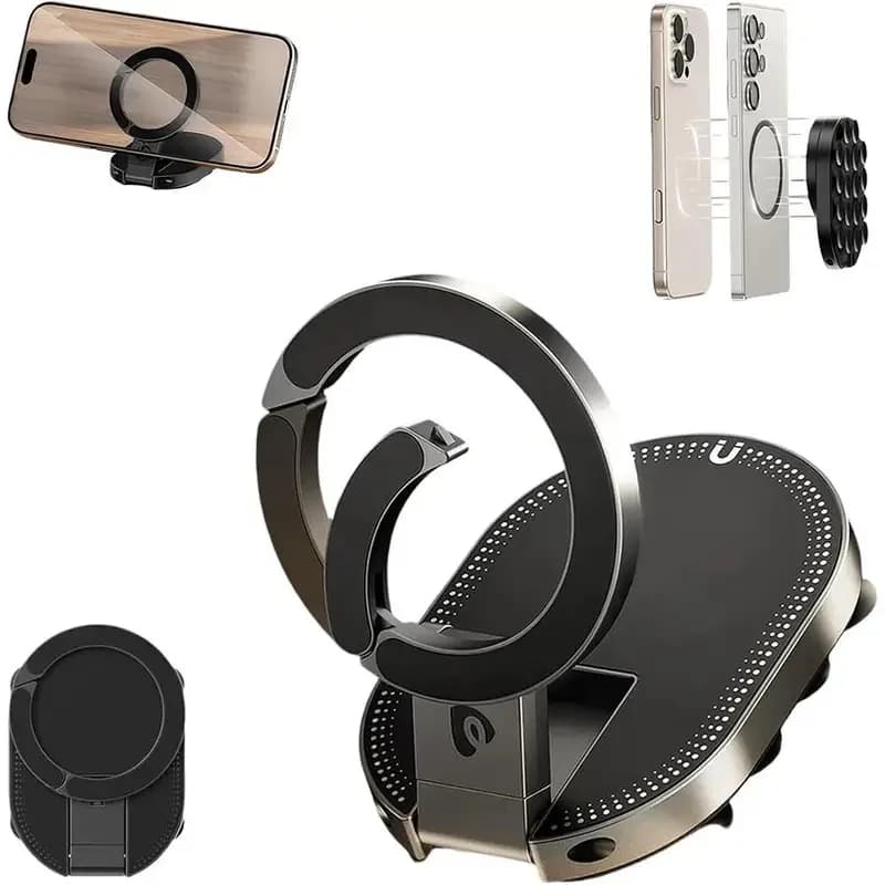 Car Phone Holder 3-in-1 Magnetic Phone Holder Suction Cup Adjustable Portable Cell Phone Holder Rotatable Foldable