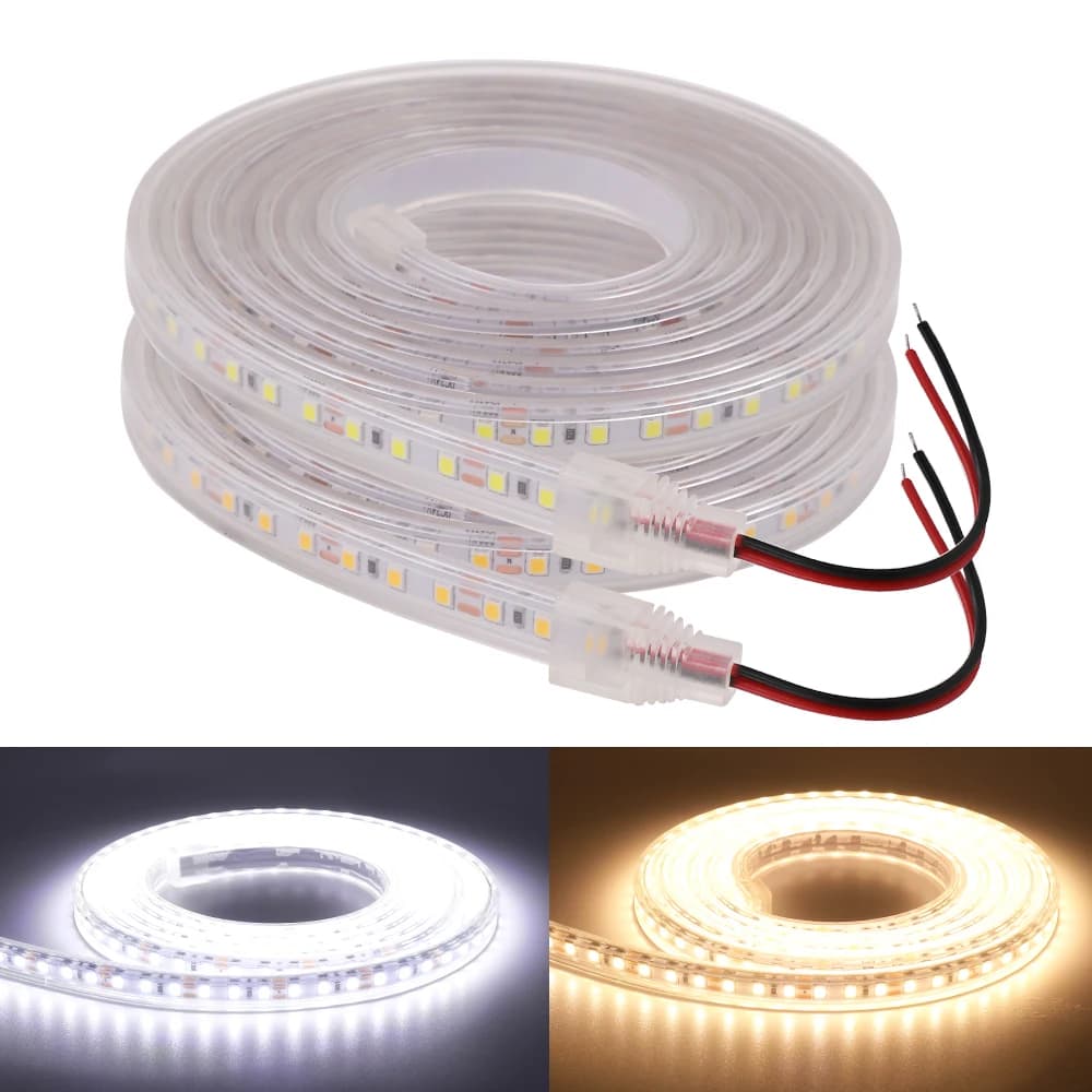 Striscia di luci a LED 12V IP68 Impermeabile SMD2835 120 LED/m Nastro LED Nastro flessibile Bianco/Bianco caldo 2PIN Filo Luci a LED per la casa