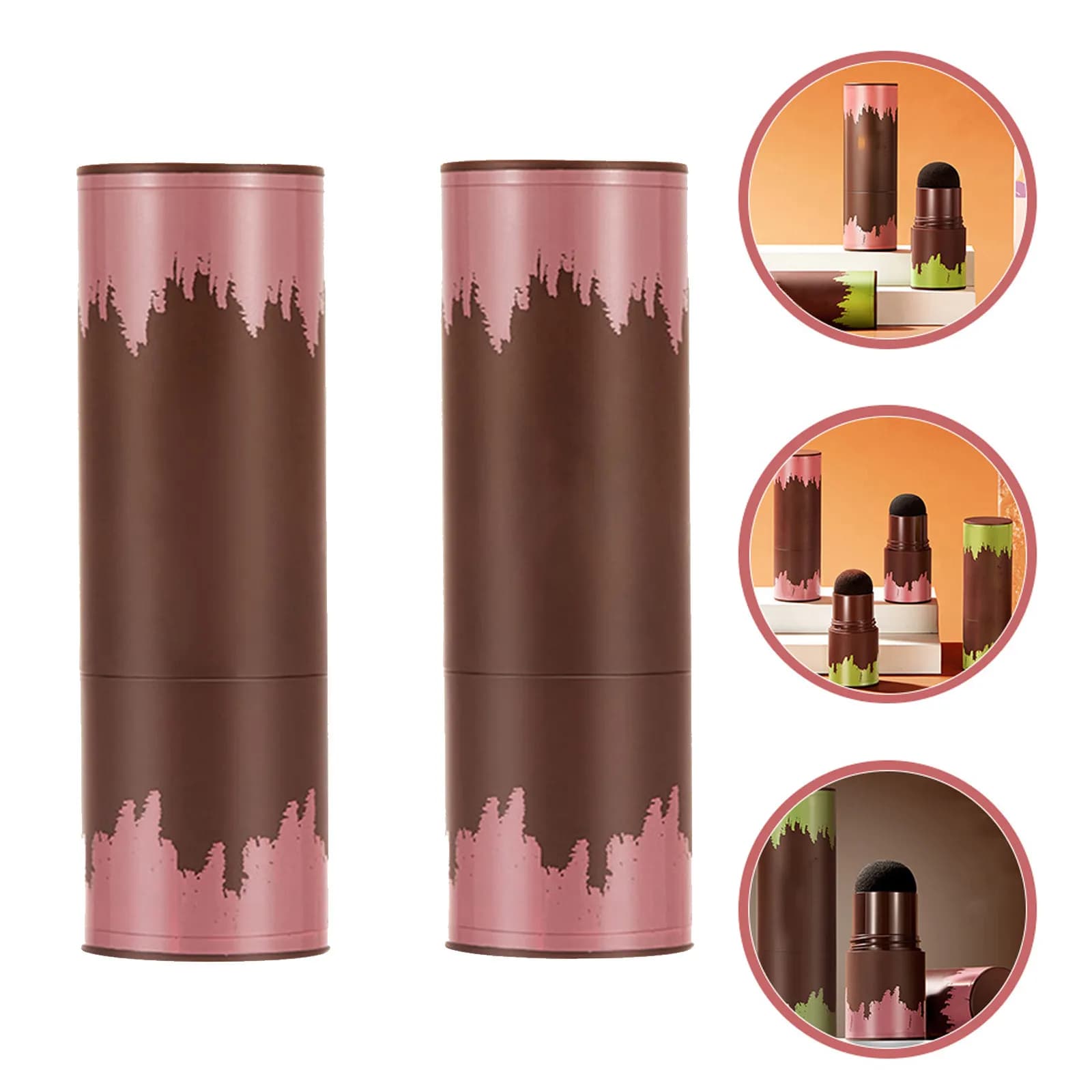 2 Pezzi Stick di Polvere Ombreggiante per Capelli, Correttore Naturale per Radici, Copertura per Capelli Diradati, Contorno Sopracciglia e Naso, Penna con Spugna per Trucco