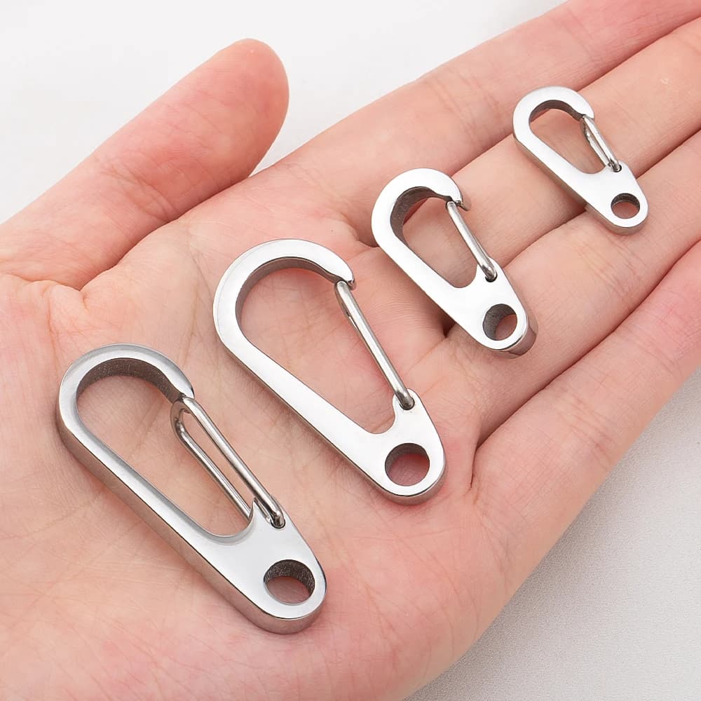 1/2 Pezzi Moschettone a Sgancio Rapido in Acciaio Inox 304, Mini Moschettone a Molla per Fai-da-Te ​ Portachiavi per Campeggio, Escursionismo e Creazione di Gioielli