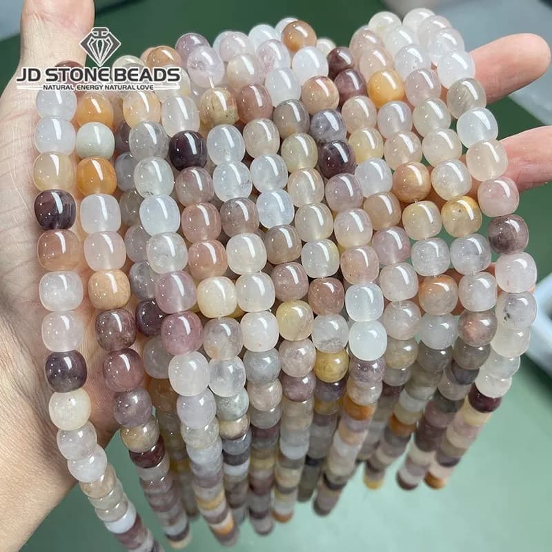Natural Violet Stone Barrel Shape Beads Colorful Loose Spacer Bead For Jewelry Making Bracelet Necklace Accessory Diy Findings