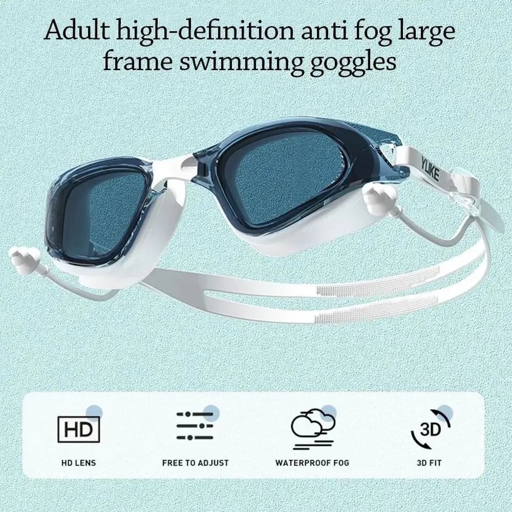 Adult Swimwear Anti-fog Set with nose clip with ear plugs Silicone swim caps Ultralight waterproof sub glasses