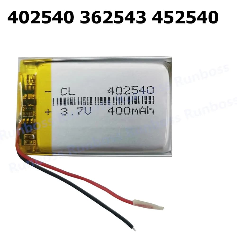402540 362543 452540 Batteria al litio polimerica da 3,7 V 400 mAh per MP3 GPS Bluetooth Altoparlante Registratore E-Book Fotocamera Smart Watch