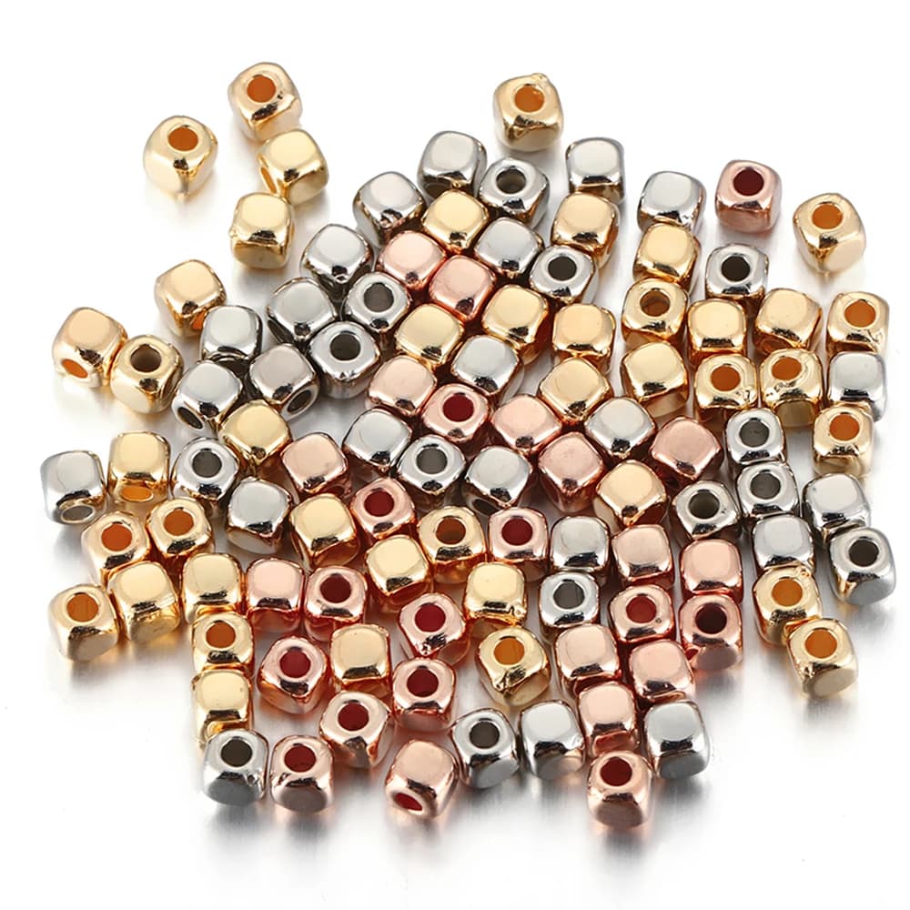 400 pz 3-4mm CCB Perline Distanziatrici Quadrate Colore Oro Rosa Mini Perline di Seme per la Collana Del Braccialetto Creazione di Gioielli Accessori Per Aghi FAI DA TE