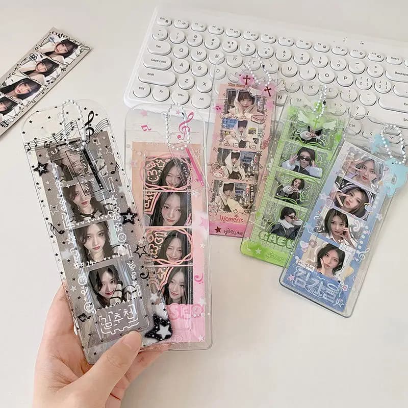 1 Piece Transparent Photo Door with Glitter for Girls, Design at Stella Cartoon, Long Style, Fashion Photo Strip Display Cases for Students