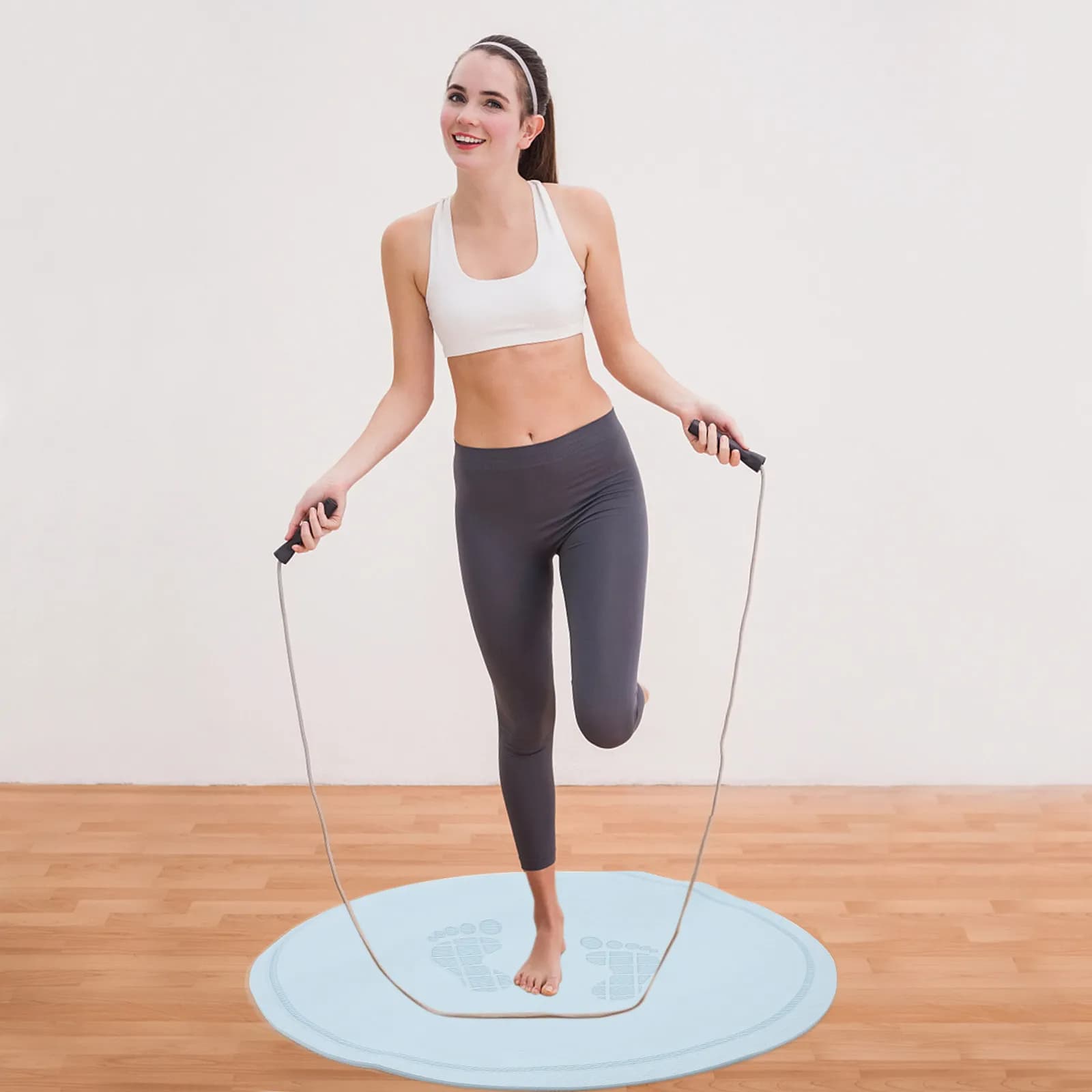 Tappetino Rotondo per Saltare con Corda da Interno in Materiale TPE, Antiscivolo, Antiurto, Comodo Cuscino per Esercizi con Corda in Palestra